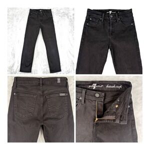 7 For All Mankind Jeans Womens 23 (Fits 24x25) Black Karah Crop Slim Fit Denim